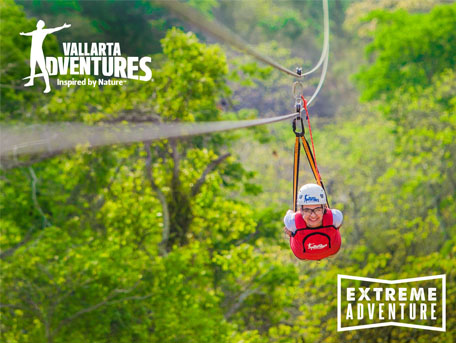 Picture of a person zip lining