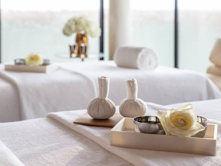 Spa tables with supplies